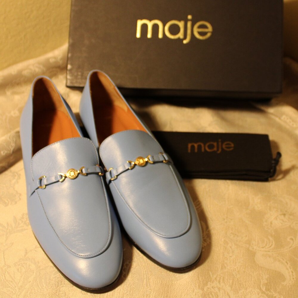 Maje Blue Leather Filika Loafers